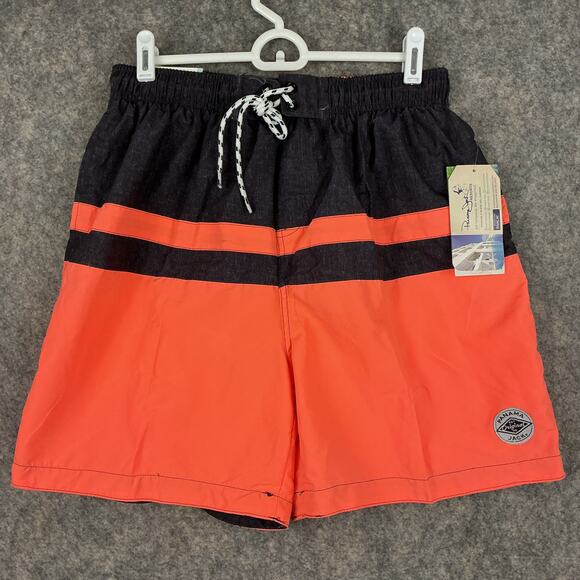Panama Jack Men’s Swim Trunks Mesh Liner Charcoal Gray Orange Medium 6” NWT 873 - Picture 1 of 6